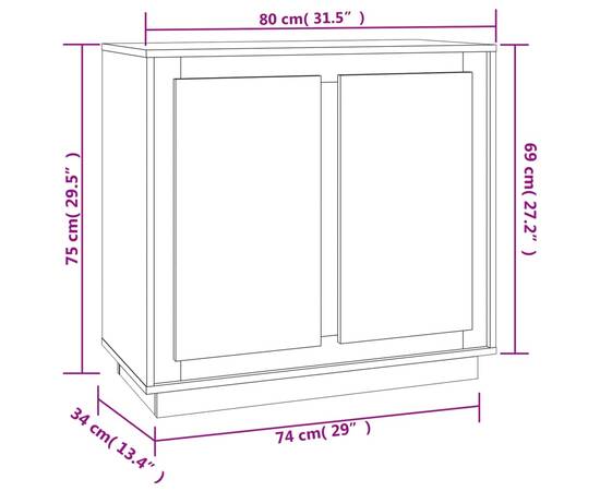 Servantă, gri beton, 80x34x75 cm, lemn prelucrat, 8 image