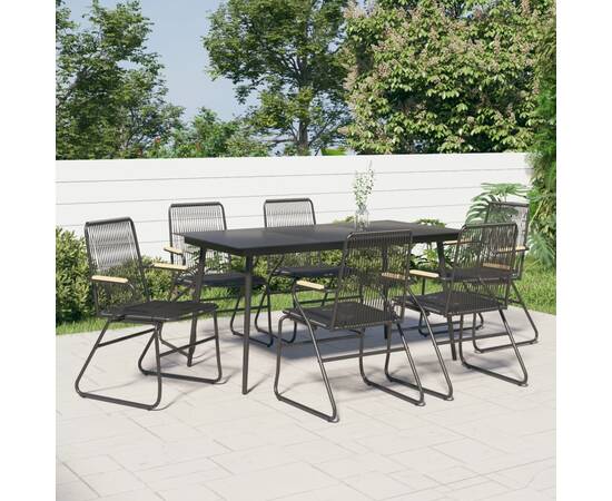 Set mobilier de grădină, 7 piese, negru, ratan pvc