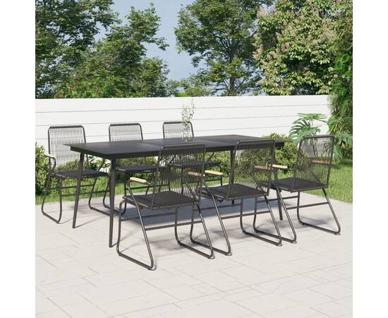 Set mobilier de grădină, 7 piese, negru, ratan pvc