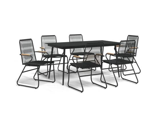 Set mobilier de grădină, 7 piese, negru, ratan pvc, 2 image