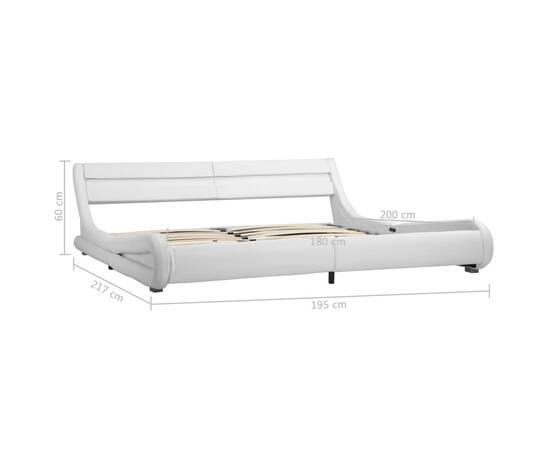 Cadru de pat cu led, alb, 180 x 200 cm, piele ecologică, 8 image