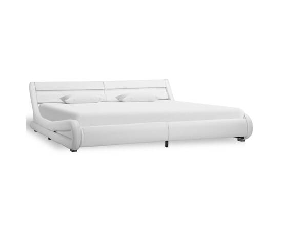 Cadru de pat cu led, alb, 180 x 200 cm, piele ecologică, 2 image