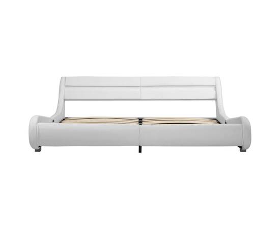 Cadru de pat cu led, alb, 180 x 200 cm, piele ecologică, 4 image