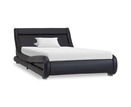 Cadru de pat cu led, negru, 90 x 200 cm, piele ecologică, 2 image