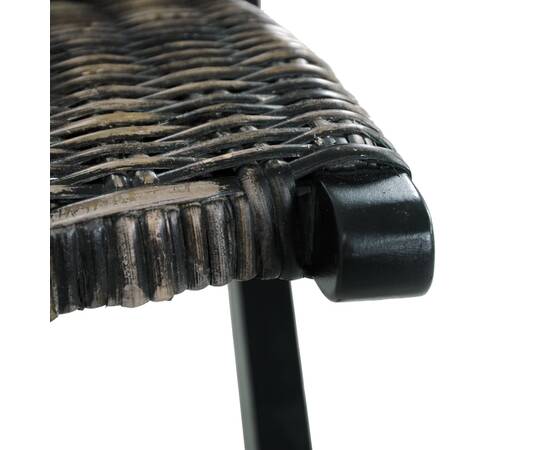 Scaun relaxare negru& natural ratan kubu & lemn masiv de mahon, 5 image