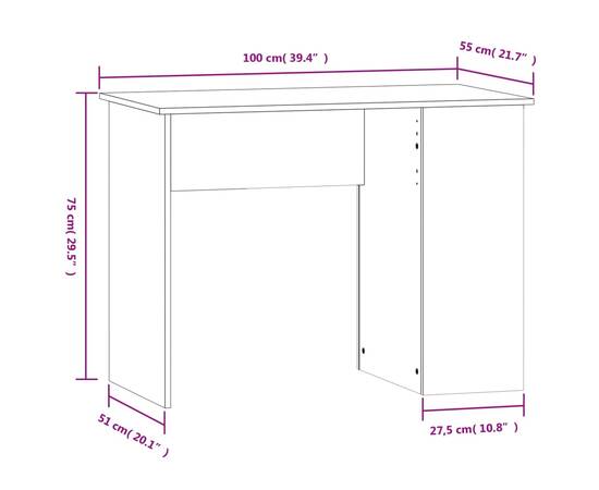 Birou, stejar sonoma, 100x55x75 cm, lemn prelucrat, 8 image