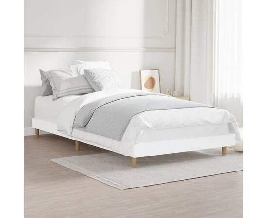 Cadru de pat, alb, 100x200 cm, lemn prelucrat, 4 image