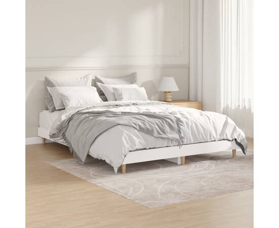 Cadru de pat, alb, 140x190 cm, lemn prelucrat