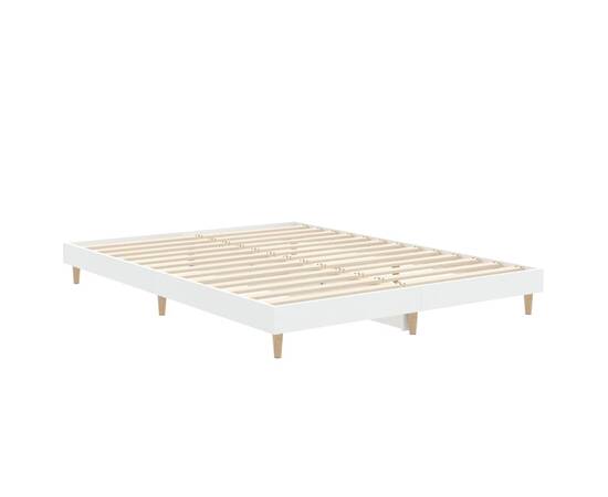 Cadru de pat, alb, 140x190 cm, lemn prelucrat, 5 image