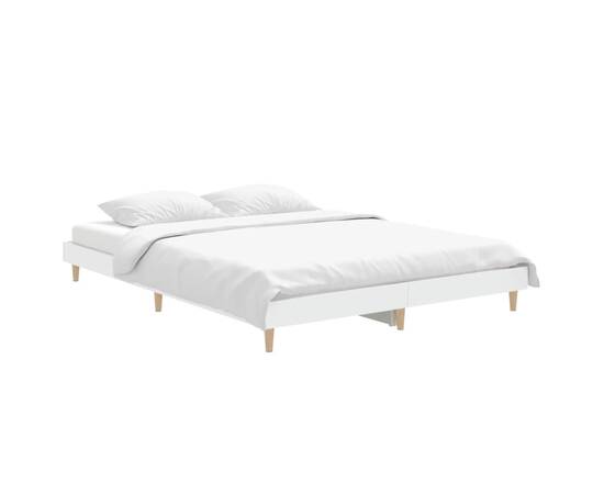Cadru de pat, alb, 140x190 cm, lemn prelucrat, 3 image