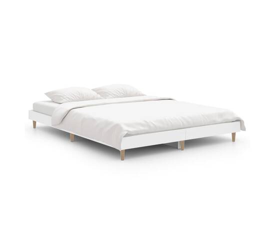 Cadru de pat, alb, 140x190 cm, lemn prelucrat, 2 image