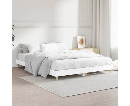 Cadru de pat, alb, 140x190 cm, lemn prelucrat, 4 image