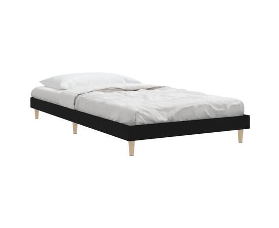 Cadru de pat, negru, 100x200 cm, lemn prelucrat, 5 image
