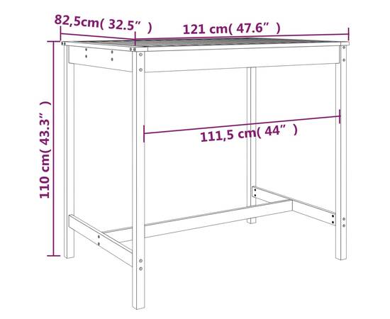 Masă de grădină, 121x82,5x110 cm, lemn masiv douglas, 7 image
