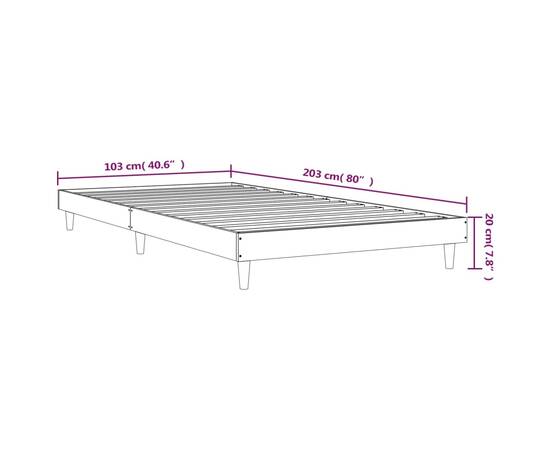 Cadru de pat, gri beton, 100x200 cm, lemn prelucrat, 9 image