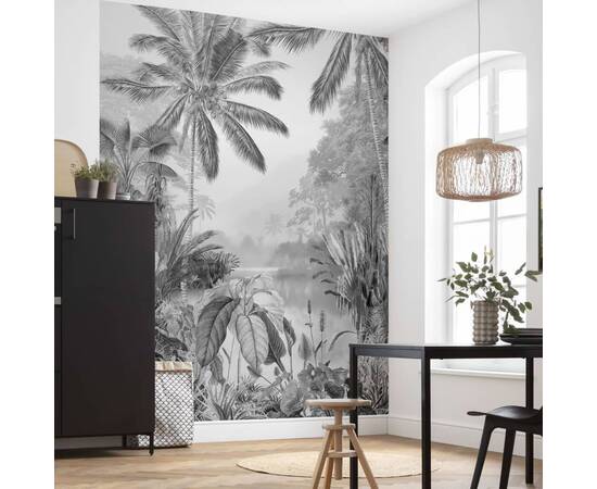 Komar fototapet mural lac tropical alb & negru, 200x270 cm