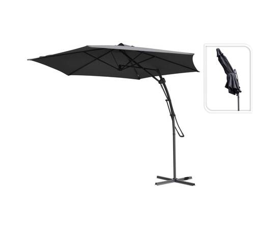 Progarden umbrelă de soare suspendată, gri închis, 300 cm