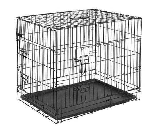 @pet cușcă transport câini, negru, 63x44x50,5 cm, metal, 15001