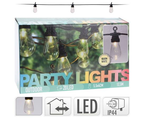 Progarden set de iluminat pentru petreceri cu led, 20 lămpi, 12 v, 2 image