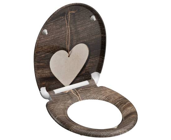 SchÜtte scaun toaletă duroplast, închidere silențioasă, „wood heart”, 2 image
