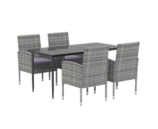 Set mobilier de grădină cu perne, 5 piese, antracit, poliratan, 3 image