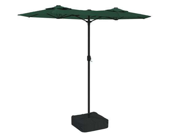 Umbrelă de soare cu două capete cu led-uri, verde, 316x240 cm, 2 image