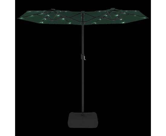 Umbrelă de soare cu două capete cu led-uri, verde, 316x240 cm, 6 image