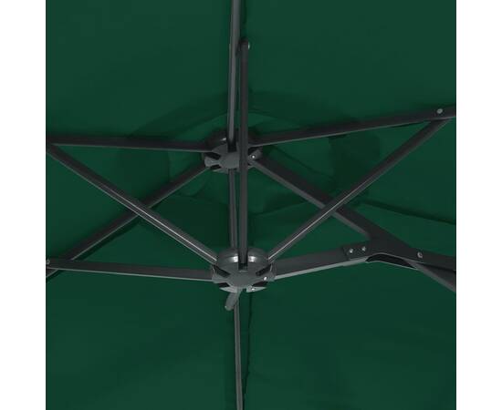 Umbrelă de soare cu două capete cu led-uri, verde, 316x240 cm, 8 image