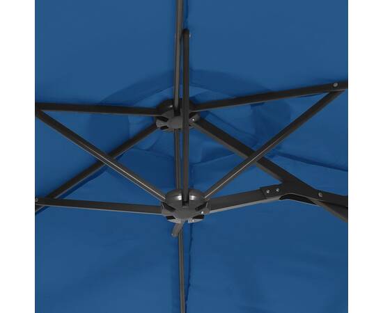 Umbrelă de soare cu două capete cu led-uri albastru 316x240 cm, 8 image