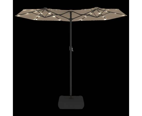 Umbrelă de soare cu două capete cu led-uri gri taupe 316x240 cm, 6 image
