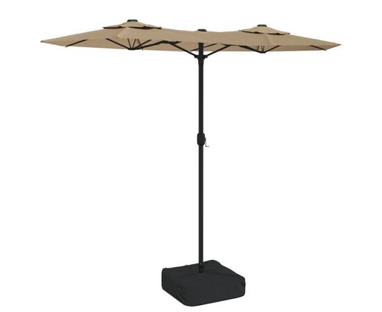 Umbrelă de soare cu două capete cu led-uri gri taupe 316x240 cm, 2 image