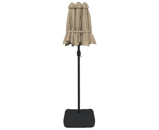 Umbrelă de soare cu două capete cu led-uri gri taupe 316x240 cm, 7 image