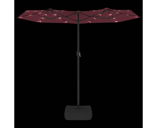 Umbrelă de soare două capete, cu led-uri, roșu bordo 316x240 cm, 6 image