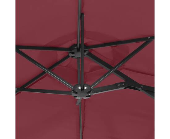 Umbrelă de soare două capete, cu led-uri, roșu bordo 316x240 cm, 8 image