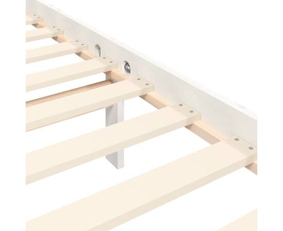 Cadru de pat cu tăblie, alb, 90x200 cm, lemn masiv, 9 image