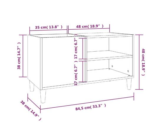 Dulap pentru discuri, negru, 84,5x38x48 cm, lemn prelucrat, 8 image