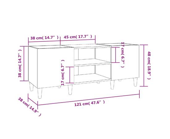 Dulapuri pentru discuri alb lucios 121x38x48 cm, lemn prelucrat, 8 image