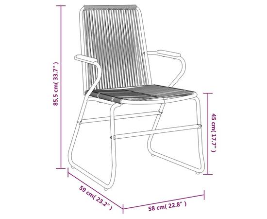 Scaune de grădină, 4 buc., negru, 58x59x85,5 cm, ratan pvc, 8 image