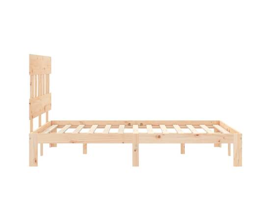 Cadru de pat cu tăblie, 120x200 cm, lemn masiv, 7 image