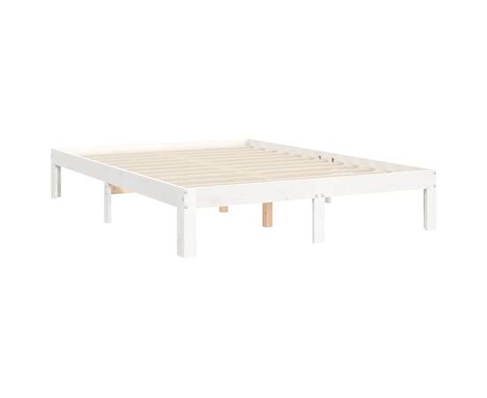 Cadru de pat cu tăblie, alb, 120x200 cm, lemn masiv, 9 image