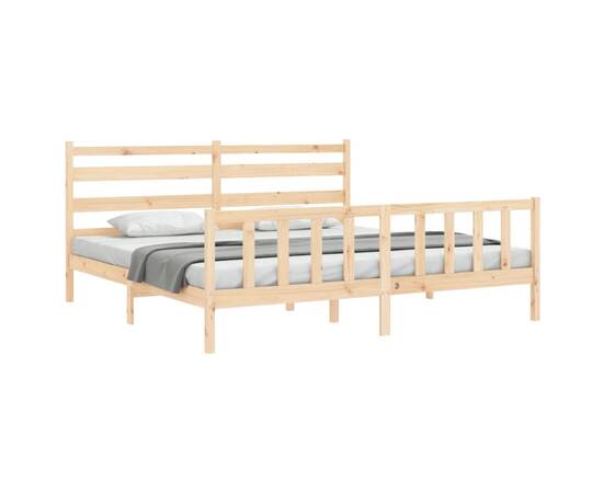 Cadru de pat cu tăblie, 180x200 cm, lemn masiv, 3 image