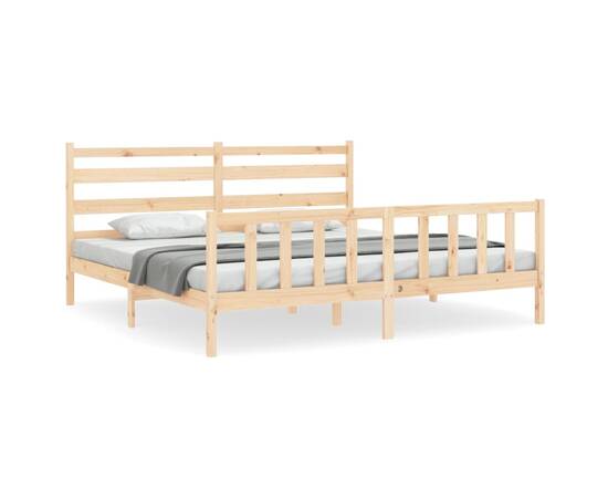 Cadru de pat cu tăblie, 180x200 cm, lemn masiv, 2 image