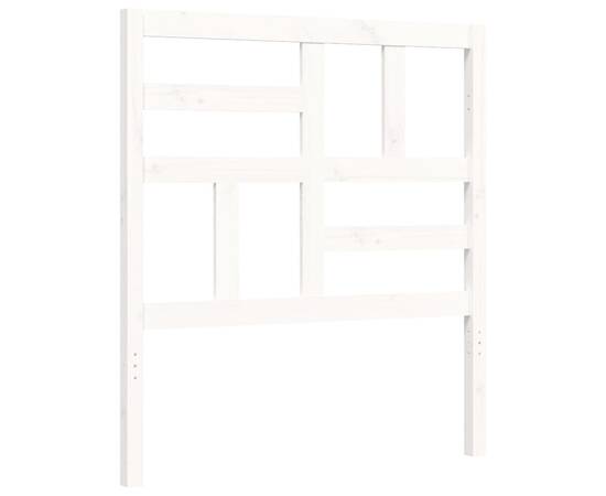 Cadru de pat cu tăblie, alb, 100x200 cm, lemn masiv, 8 image