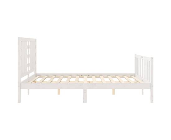 Cadru de pat cu tăblie, alb, 160x200 cm, lemn masiv, 7 image