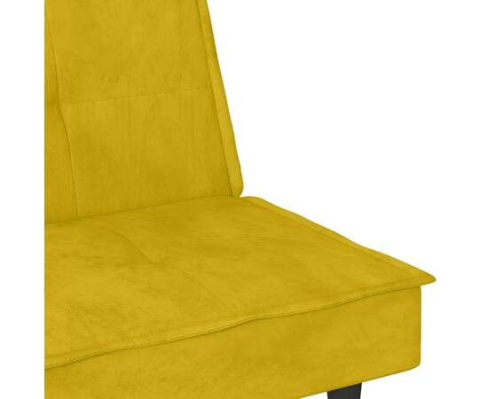 Canapea extensibilă cu suporturi de pahare, galben, catifea, 10 image