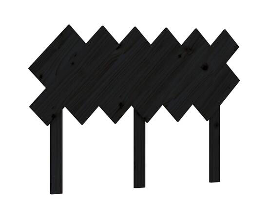 Cadru de pat cu tăblie, negru, lemn masiv, dublu 4ft6, 10 image
