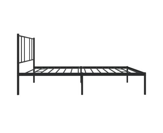 Cadru de pat din metal cu tăblie, negru, 107x203 cm, 7 image