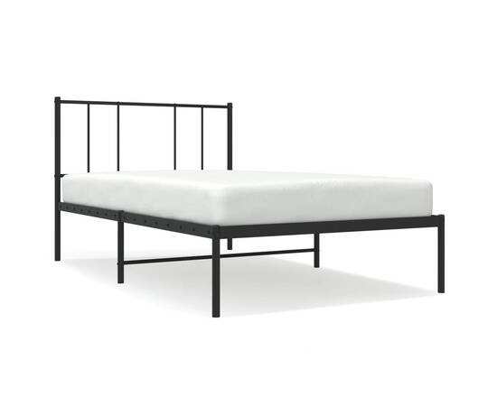 Cadru de pat din metal cu tăblie, negru, 107x203 cm, 2 image