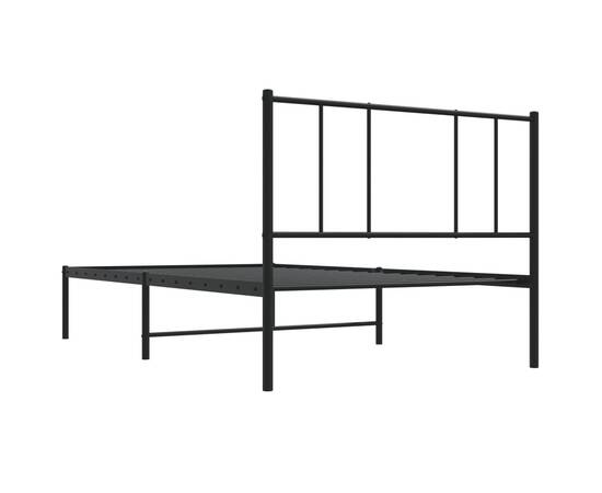 Cadru de pat din metal cu tăblie, negru, 107x203 cm, 8 image