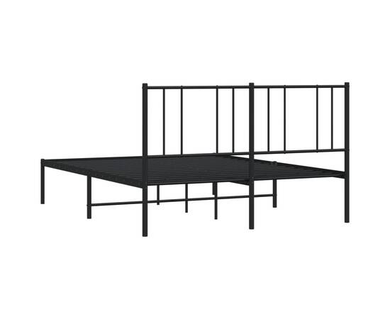 Cadru de pat metalic cu tăblie, negru, 160x200 cm, 8 image